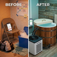 Cold Plunge Tub Designed for Daily Recovery, 1.3 HP Chiller, WiFi App Control, Ozone Sanitization System — Before & After